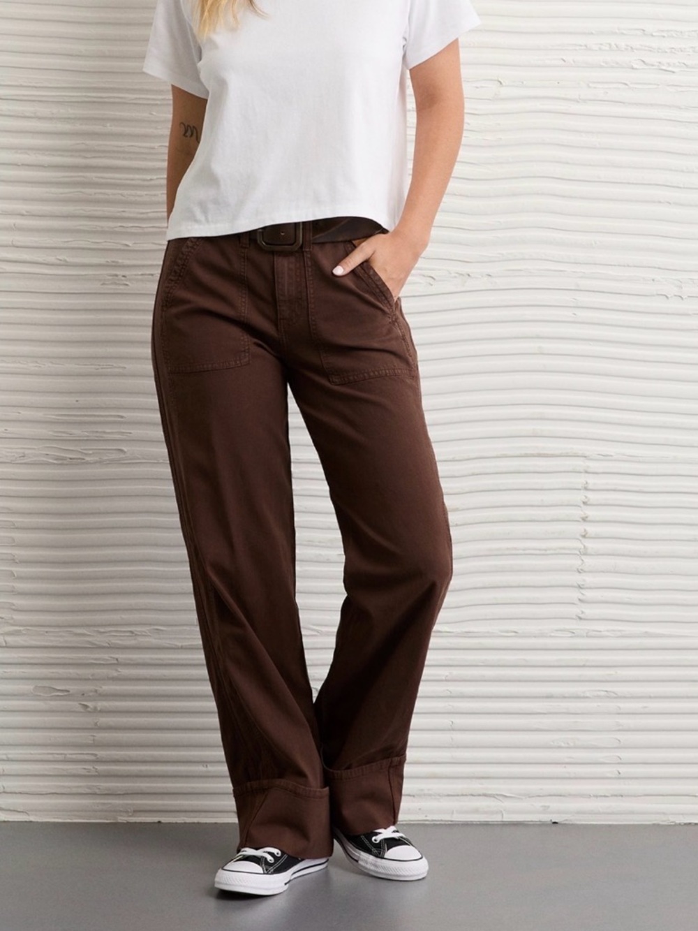 American Eagle Outfitters Brown Wide-Leg Utility Pants